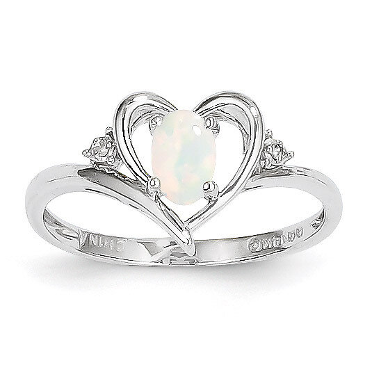 Opal Diamond Ring 14k White Gold Genuine XBS463