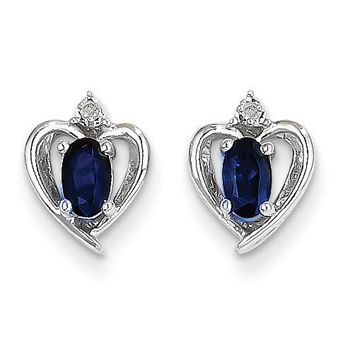Sapphire Diamond Earring 14k White Gold Genuine XBS467