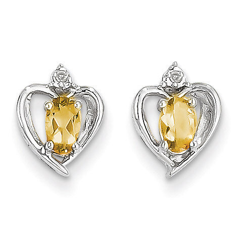 Citrine Diamond Earring 14k White Gold Genuine XBS469, MPN: XBS469, 883957484730