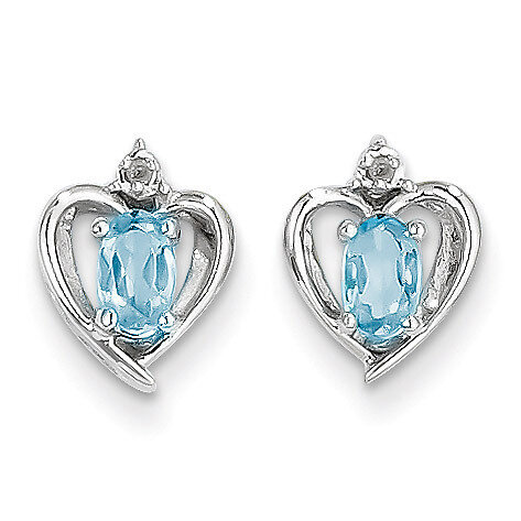 Blue Topaz Diamond Earring 14k White Gold Genuine XBS470, MPN: XBS470, 883957493183