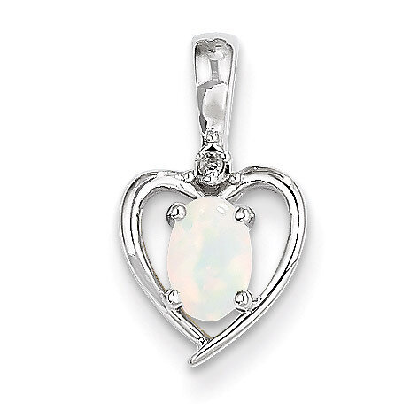 Opal Diamond Pendant 14k White Gold Genuine XBS473