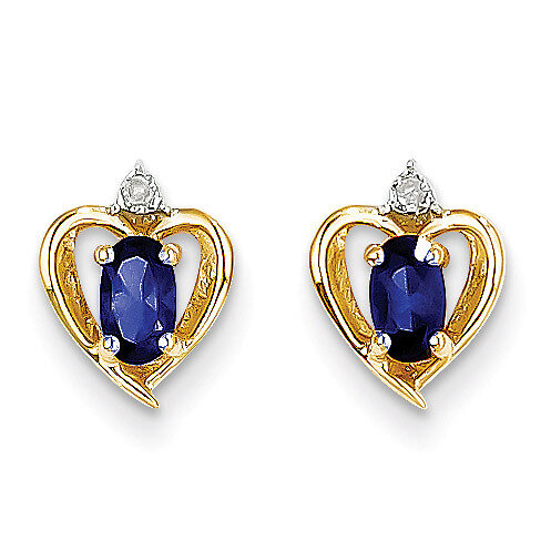 Diamond & Genuine Sapphire Earrings 14k Gold XBS503