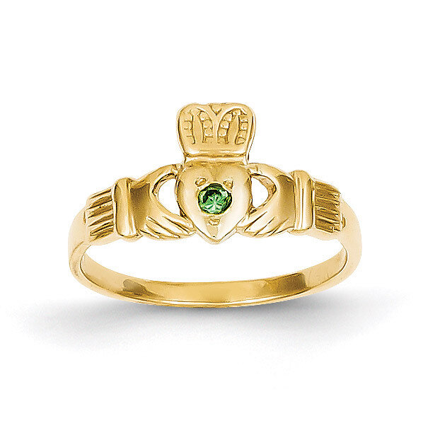 Green Synthetic Diamond Claddagh Ring 14k Gold XCH329