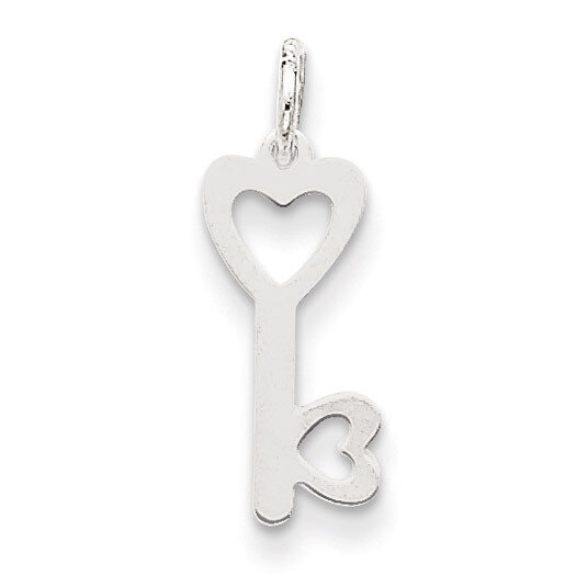 Heart-Shaped Key & Lock Charm 14k White Gold XCH530