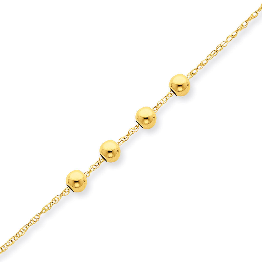 4, 4mm Bead Necklace 18 Inch 14k Gold XCK154-18