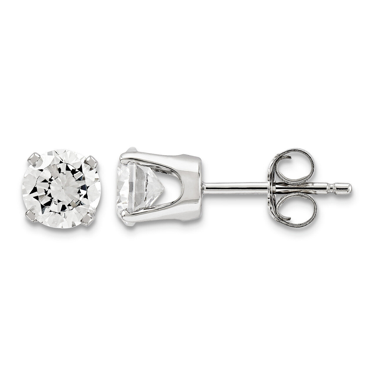 5mm Round Stud Earring Mounting with backs 14k White Gold XD10W, MPN: XD10W,