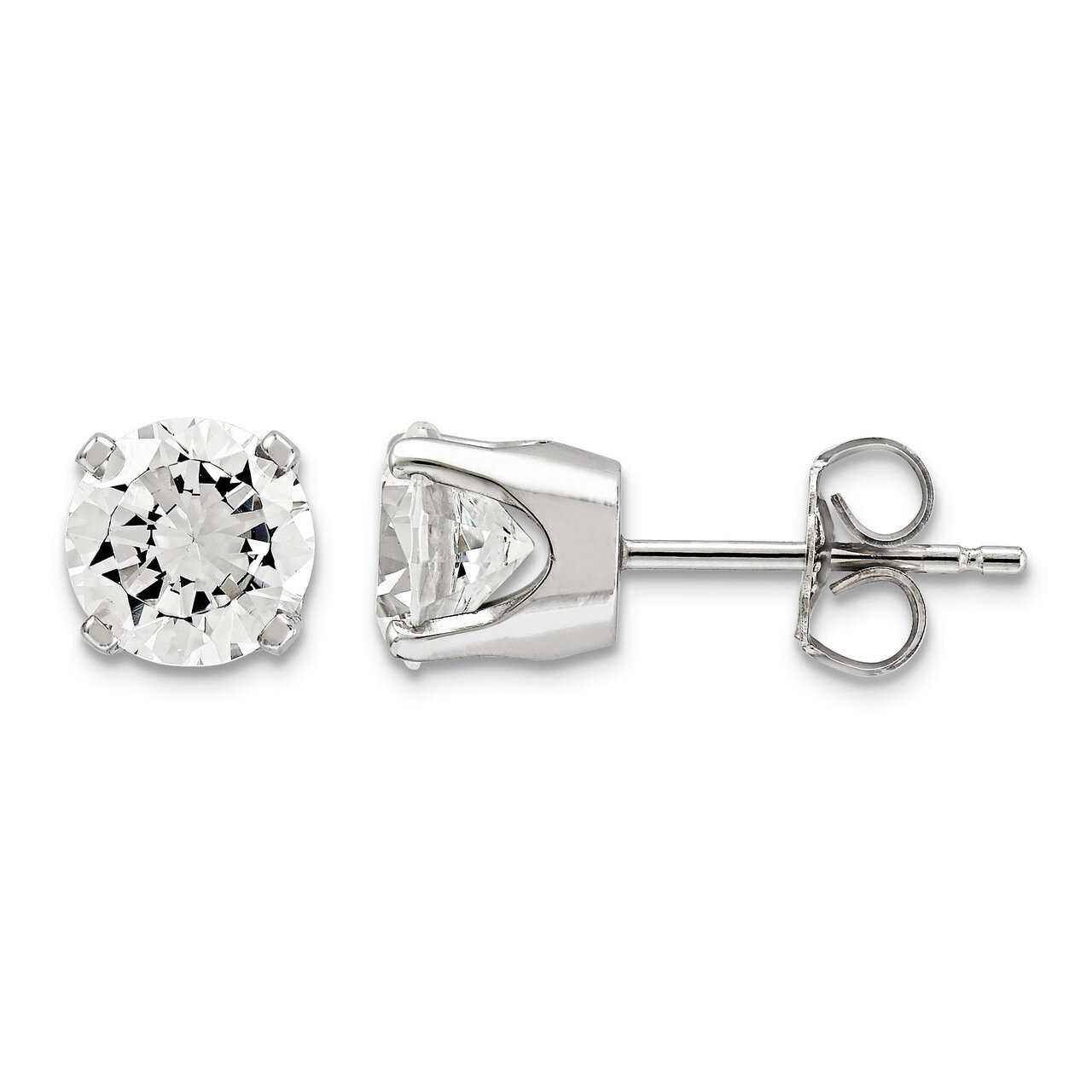 5.75mm Round Stud Earring Mounting with backs 14k White Gold XD12W, MPN: XD12W,