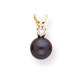 6mm Black Cultured Pearl Diamond Pendant 14k Gold XD23BP/AA, MPN: XD23BP/AA, 883957237701