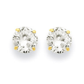 7mm Round Synthetic Diamond Post Earrings 14k Gold XD30CZ, MPN: XD30CZ, 716838209903