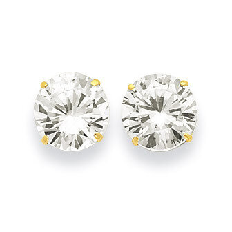9mm Round Synthetic Diamond Post Earrings 14k Gold XD32CZ, MPN: XD32CZ, 716838209828