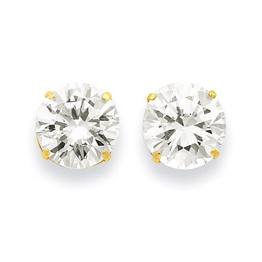 10mm Round Synthetic Diamond Post Earrings 14k Gold XD33CZ, MPN: XD33CZ, 716838209835