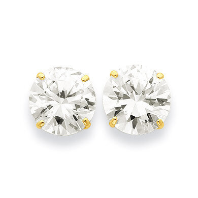11mm Round Synthetic Diamond Post Earrings 14k Gold XD34CZ, MPN: XD34CZ, 716838209989