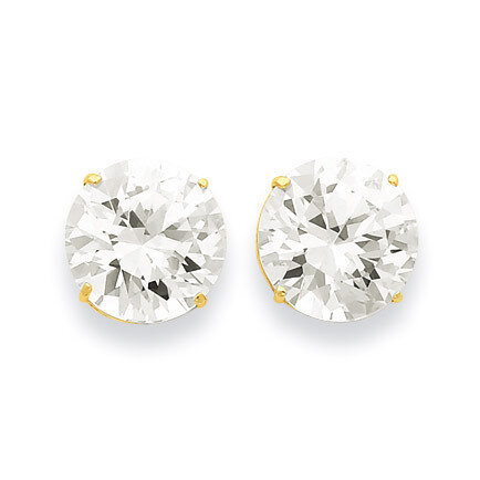 12mm Round Synthetic Diamond Post Earrings 14k Gold XD35CZ, MPN: XD35CZ, 716838209996