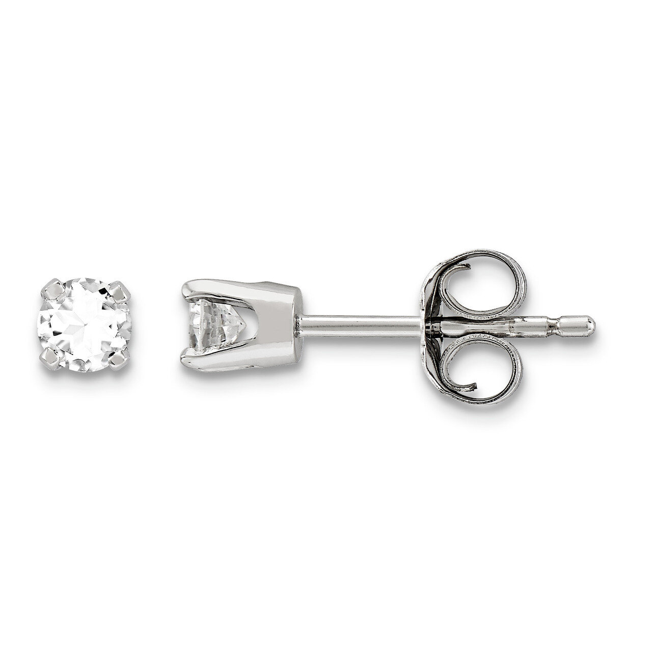 3mm Round Stud Earring Mounting with backs 14k White Gold XD3W