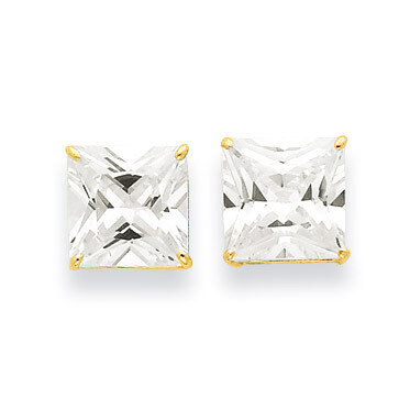 9mm Square Synthetic Diamond Post Earrings 14k Gold XD42CZ, MPN: XD42CZ, 716838209842