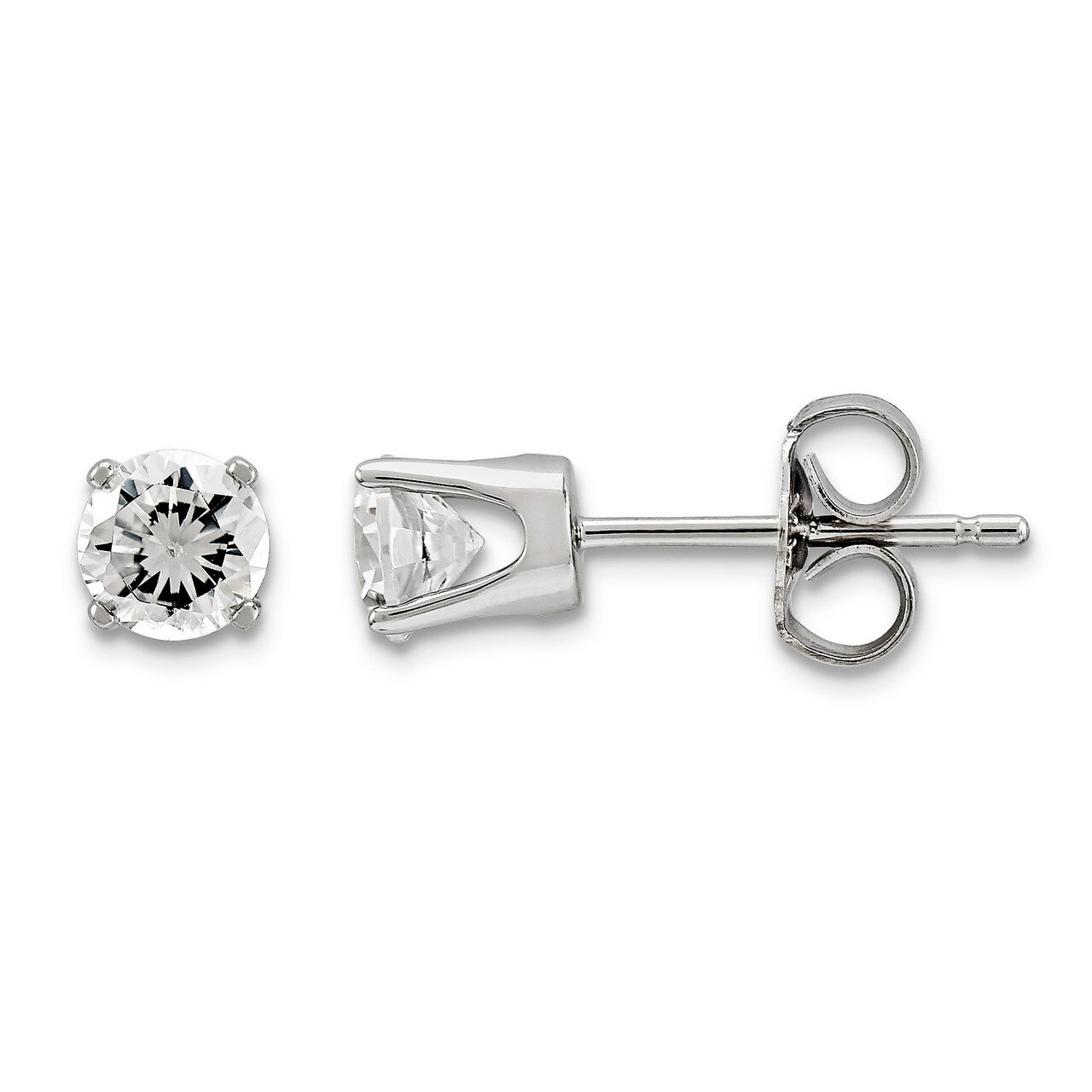 4mm Round Stud Earring Mounting with backs 14k White Gold XD7W, MPN: XD7W,