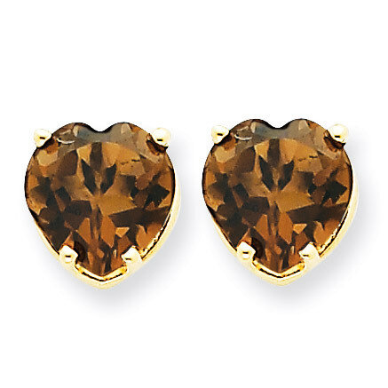 8mm Heart Smokey Quartz Earring 14k Gold XE100SQ, MPN: XE100SQ, 883957088877