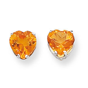 Citrine Diamond heart stud earring 14k Gold XE100WCI, MPN: XE100WCI, 883957088938