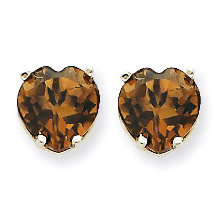 8mm Heart Smokey Quartz Earring 14k White Gold XE100WSQ, MPN: XE100WSQ, 883957088990