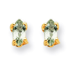 5x2.5 Marquise Green Quartz Earring 14k Gold XE101CG