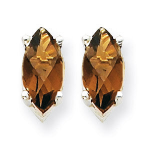 8x4mm Marquise Smokey Quartz Earring 14k White Gold XE104WSQ, MPN: XE104WSQ, 883957090146