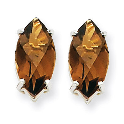 Marquise 4-Prong 12 x 6mm Smokey Quartz Earring 14k White Gold XE106WSQ, MPN: XE106WSQ, 883957226026