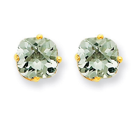 6mm Cushion Green Quartz Earring 14k Gold XE107AG, MPN: XE107AG, 883957090610