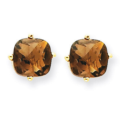 6mm Cushion Smokey Quartz Earring 14k Gold XE107CQ, MPN: XE107CQ, 883957090689