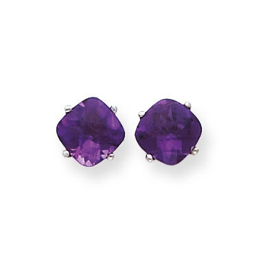 7x7mm Cushion Amethyst Checker Earring 14k White Gold XE108WAC, MPN: XE108WAC, 883957226644