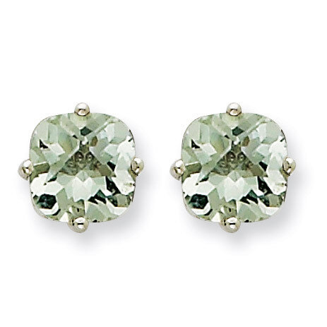 7mm Cushion Green Quartz Earring 14k White Gold XE108WCG, MPN: XE108WCG, 883957090931