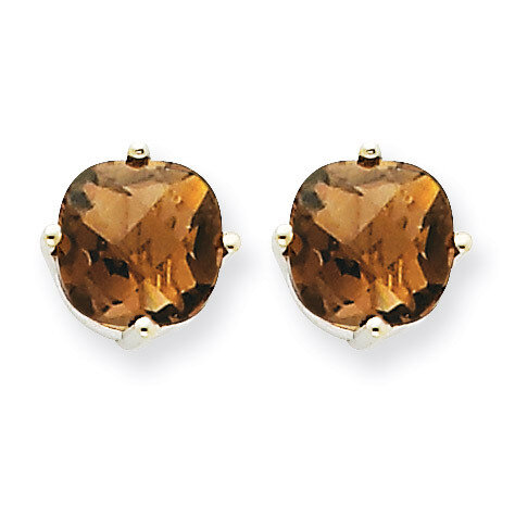 7mm Cushion Smokey Quartz Earring 14k White Gold XE108WSQ, MPN: XE108WSQ, 883957090979