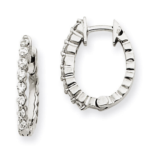 Diamond Hinged Hoop Earrings 14k White Gold XE1333VS, MPN: XE1333VS, 883957091013