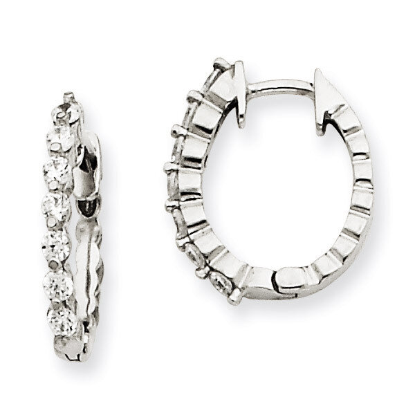 Diamond Hinged Hoop Earrings 14k White Gold XE1334VS, MPN: XE1334VS, 883957091051