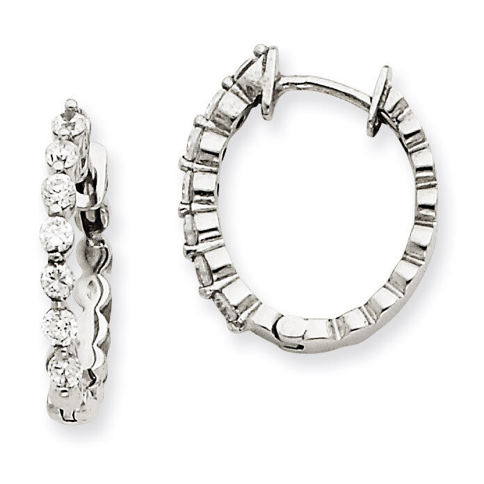 Diamond Hinged Hoop Earrings 14k White Gold XE1335VS, MPN: XE1335VS, 883957337401