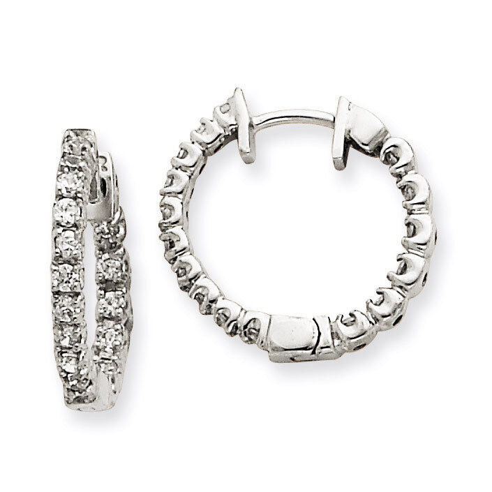 Diamond Hinged Hoop Earrings 14k White Gold XE1351A