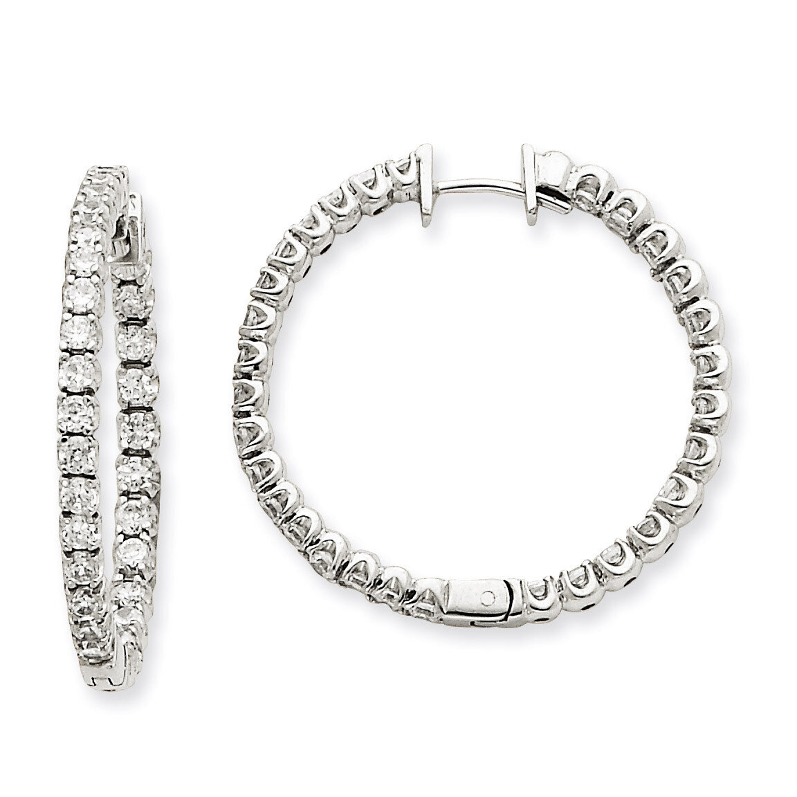 Diamond Hinged Hoop Earrings 14k White Gold XE1354AAA, MPN: XE1354AAA, 883957337890
