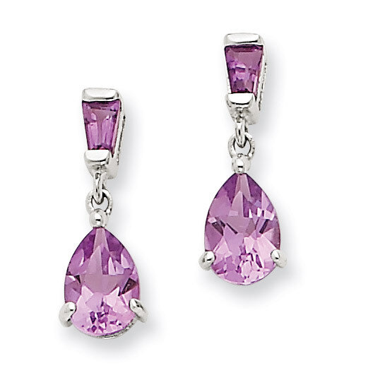 Amethyst Dangle Post Earrings 14k White Gold XE1690AM, MPN: XE1690AM, 883957445229