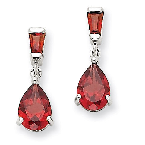 Garnet Dangle Post Earrings 14k White Gold XE1693GA, MPN: XE1693GA, 883957484785