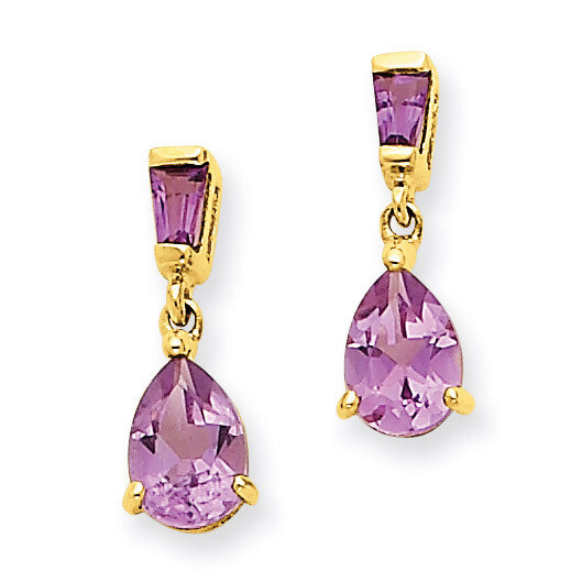 Amethyst Dangle Post Earrings 14k Gold XE1696AM, MPN: XE1696AM, 883957414164