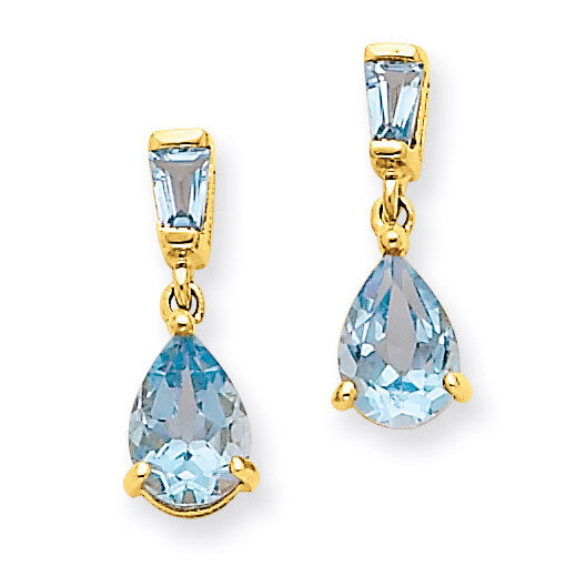 Blue Topaz Dangle Post Earrings 14k Gold XE1697BT, MPN: XE1697BT, 883957375304