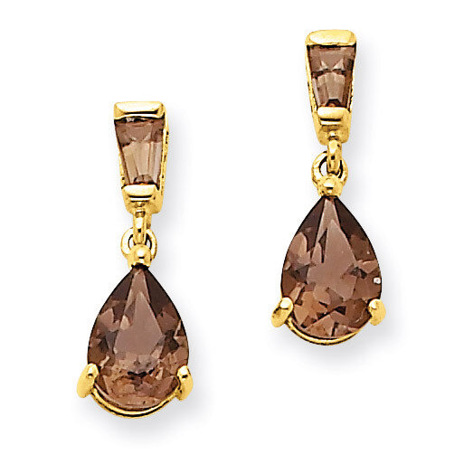 Smokey Topaz Post Earrings 14k Gold XE1701SQ, MPN: XE1701SQ, 883957375359