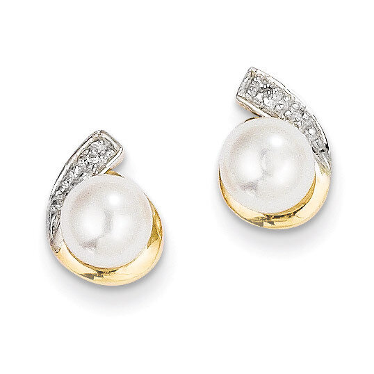 5-6mm Cultured Pearl &amp; Diamond Earrings 14k Gold XE1786P/A, MPN: XE1786P/A, 886774125831