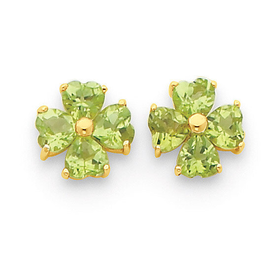 Heart-shaped Peridot Flower Post Earrings 14k Gold XE1940PE, MPN: XE1940PE, 883957858197