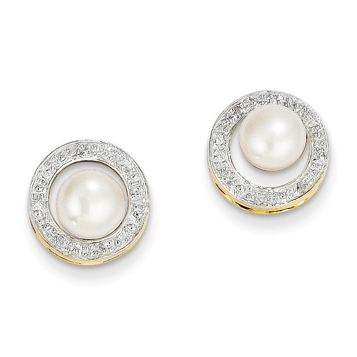 5-6mm Cultured Pearl &amp; Diamond Post Earrings 14K Gold &amp; Rhodium XE1972P/A, MPN: XE1972P/A, 88395737…
