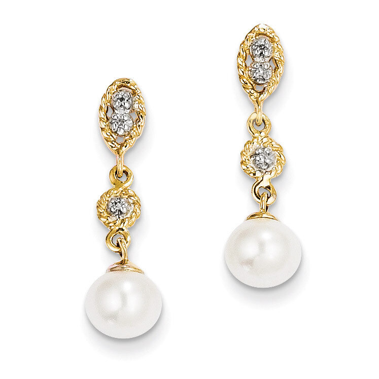 6-7mm Cultured Button PEarringsl &amp; Diamond Post Earrings 14K Gold &amp; Rhodium XE1975P/A, MPN: XE1975P…