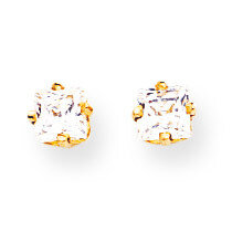4mm Princess Cut CZ Diamond Earrings 14k Gold XE60CZ Diamond
