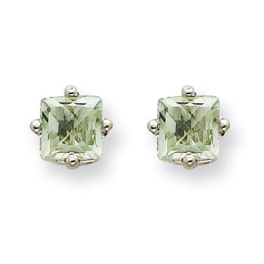 4mm Square Green Quartz Earrings 14k White Gold XE60WCG, MPN: XE60WCG, 883957093857