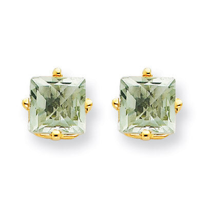 5mm Square Green Quartz Earrings 14k Gold XE61CG, MPN: XE61CG, 883957094007