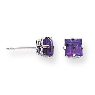 5mm Princess Cut Amethyst Earrings 14k White Gold XE61WAM, MPN: XE61WAM, 883957094113