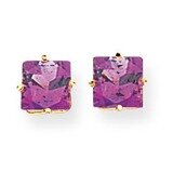 6mm Princess Cut Amethyst Earrings 14k Gold XE62AM, MPN: XE62AM, 883957094243